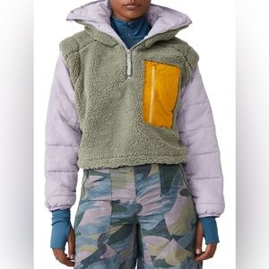 Free People Movement Women's Scenic Route Colorblock 1/2 Zip Pullover Sage